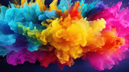 Obraz premium Vibrant Colorful Ink Explosions Abstract Swirling Paint Clouds