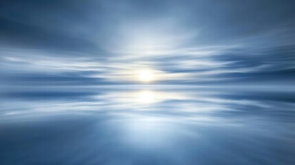 Serene Sunset Reflection Over Calm Waters Nature Landscape Tranquil Environment Blue Sky Gradient