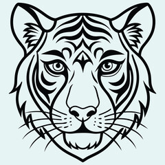 Fototapeta premium Black and White Tiger Face Illustration 