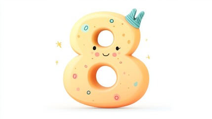 Cheerful Number Eight with Cute Crown Illustration