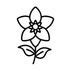 larkspur icon, flower line art, flower icon - Minimalistic black outline illustration of larkspur flower, perfect for icons, logos, and floral-themed designs.

