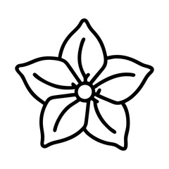 mandevilla icon, flower line art, flower icon - Minimalistic black outline illustration of mandevilla flower, perfect for icons, logos, and floral-themed designs.

