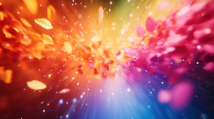 Fototapeta premium Joyful Explosion of Flower Petals in Rainbow Colors Abstract Art Digital Environment Dynamic Viewpoint