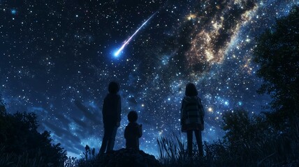Fototapeta premium 流れ星を見る人
