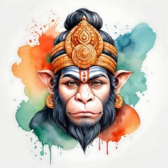 Watercolor 3D Lord Hanuman background image