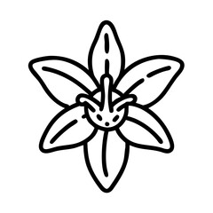 toad lily icon, flower line art, flower icon - Minimalistic black outline illustration of toad lily flower, perfect for icons, logos, and floral-themed designs.

