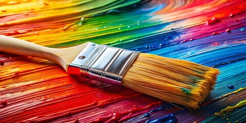 Fototapeta premium Paintbrush and Paint: Artistic Supplies, Colorful Palette, Painting Tools, Creative Hobby, Art Supplies, Brushstrokes, Fine Art, Visual Arts, Painting Equipment, Art Materials, Acrylic Paint, 