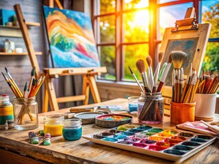 Painting Preparation: Canvas Setup, Palette Mixing, Art Supplies, Brush Cleaning, Studio Organization, Artist Workspace, Painting Techniques, Creative Process, Fine Art Supplies