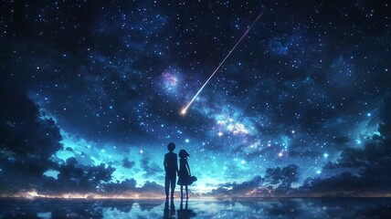流れ星を見る人