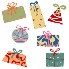 set of gifts on transparent background