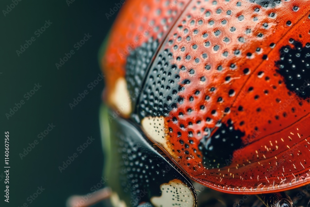 Poster Close-up view of a vibrant ladybug showing intricate patterns on its shell, highlighting its natural beauty in a garden setting during the afternoon