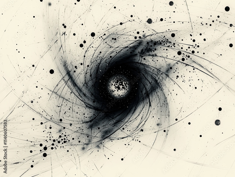 Poster dynamic motion paths abstract lines and dots in creative digital space visualization