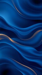 Blue Wavy Flow With Gold Accents - Abstract Background