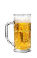 Beer in glass, close-up. isolated.