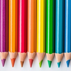 A vibrant arrangement of colored pencils showcasing various hues perfect for artistic expression.