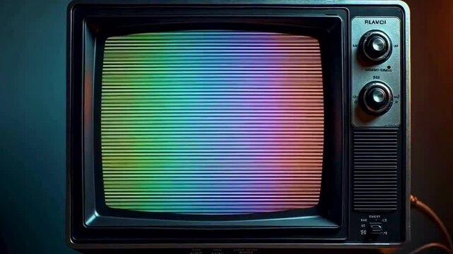 old tv set on black background