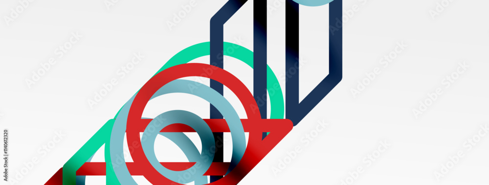 Poster abstract background - colorful circle lines technology or business digital template