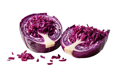 Isolated on a white background, chopped red cabbage on a white background.
