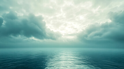 Obraz premium Dark clouds gathering over calm ocean symbolizing hope and despair