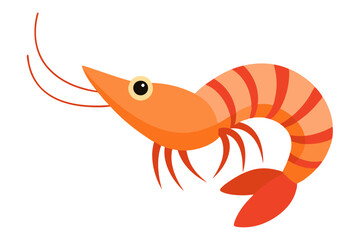 Watercolor Vector of a Cartoon Shrimp Animation, Isolated on a White Background, Funny Lobster Cartoon, Shrimp Animation Vector Illustration, Colorful Marine Life, Seafood Artwork.