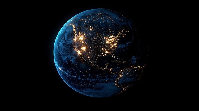 a photo of earth at night with the united states lit up.