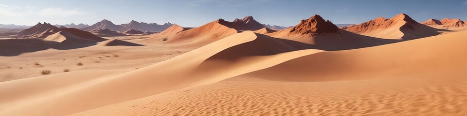 Naklejka premium Abstracted landscape of sandy dunes and rocky outcrops, outdoor scenery, natural beauty