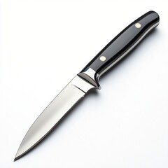 Sharp kitchen knife with sleek design on white background for culinary use and preparation