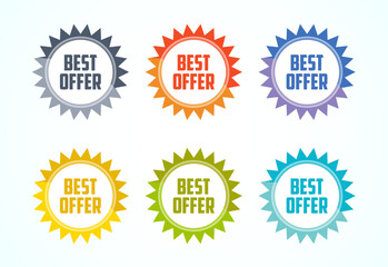 Best offer advertising sticker, sale tag and banner icon set