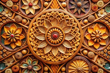Panoramic Wooden Carving Designs: Simple & Elegant Woodcraft Patterns