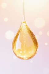 Minimalist background featuring a cosmetic oil drop. Perfect for beauty and skincare designs.
