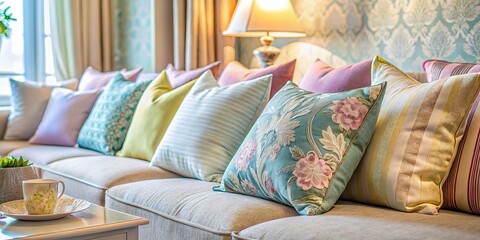 Pastel Living Room Macro Photography: Soft Hues & Textured Details