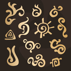 Ethno abstract flat ornaments