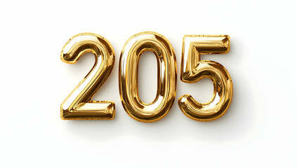 Gold number "205" in a three-dimensional style, with a white background and sharp edges
