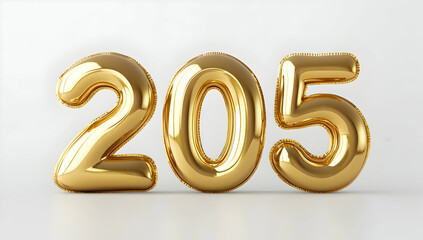 Gold number "205" in a three-dimensional style, with a white background and sharp edges