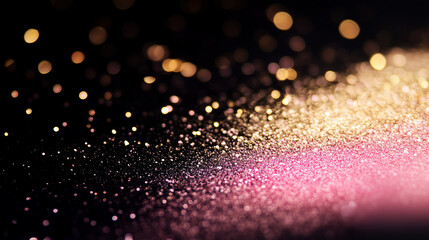 Pink and gold glitter texture with sparkling lights
