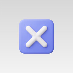 Obraz premium 3d Realistic Cross checkmark sign vector illustration