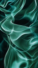 Obraz premium Flowing Emerald Wisps Create an Enchanting Visual Dance, Evoking a Sense of Mystery and Fluidity in This Captivating Artwork