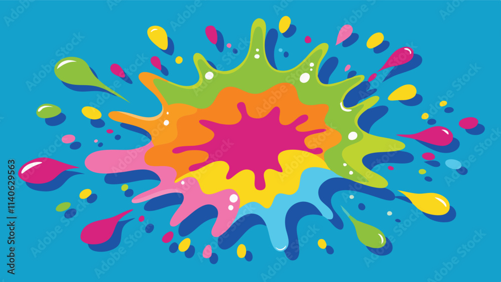 Aufkleber colorful splash design with vibrant shapes and droplets on a bright background capturing playful art