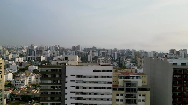 large and convulsed coastal South American city as seen from a drone in one afternoon 
