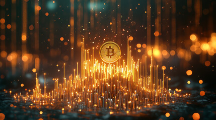 Bitcoin Cryptocurrency Digital Gold Financial Technology Blockchain Future Investment Glow