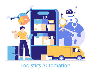 Logistics Automation. Flat Vector Illustration