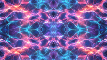 Obraz premium Dynamic colorful abstract patterns digital art vivid light waves virtual environment symmetrical design visual concept