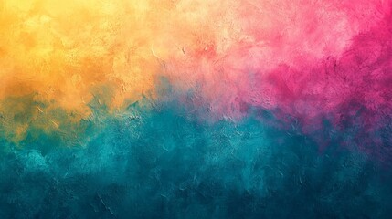 Fototapeta premium Smooth gradient background, teal pink yellow grainy texture, vibrant header banner design, Generative AI
