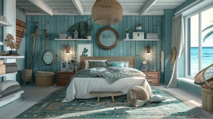 A bedroom with a serene and luxury interior with beautiful furniture 