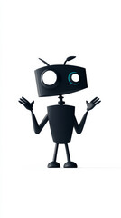 An imaginative AI agent character in a 3d illustration style, white background. 