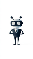 An imaginative AI agent character in a 3d illustration style, white background. 