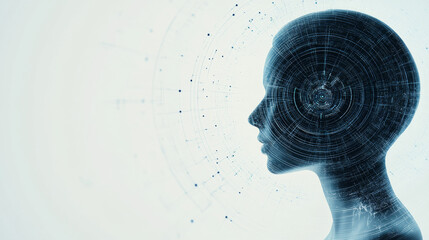 A concept photo of AI Singularity and the connection of humans and AI using the rule of thirds photography 