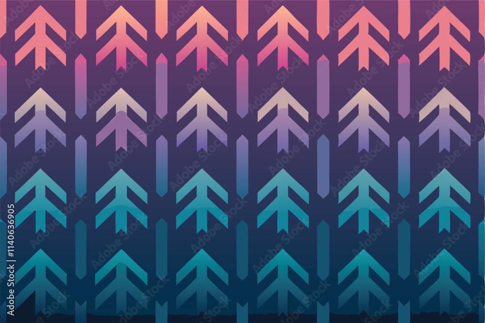 Fototapete vector design featuring colorful arrows against a gradient background, ideal for textile patterns or
