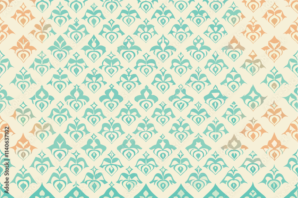 Poster intricate vector pattern design featuring floral motifs in a soft pink and cream color scheme ideal 