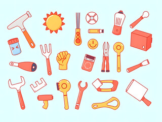 Set of vector illustrations depicting archtecttools 